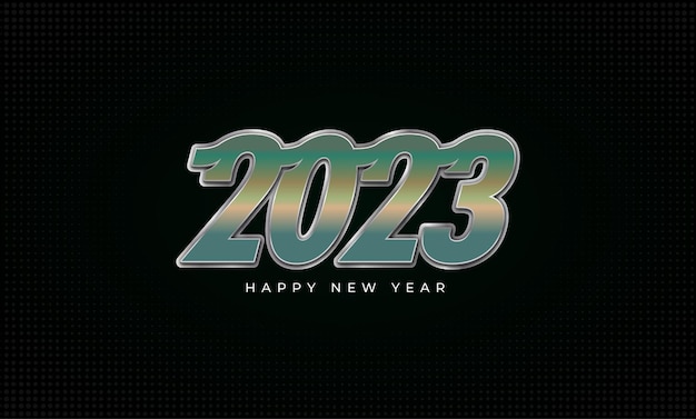 2023 happy new year with green metal numbers