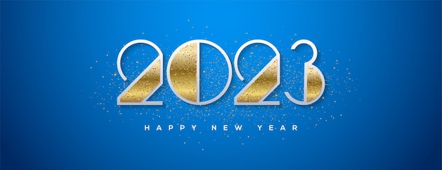 2023 happy new year with luxury gold glitter vector background illustration happy new year 2023