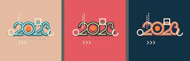 2023 Happy new year with numbers 2d logo illustration