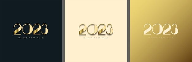 2023 Happy new year with numbers 2d logo illustration