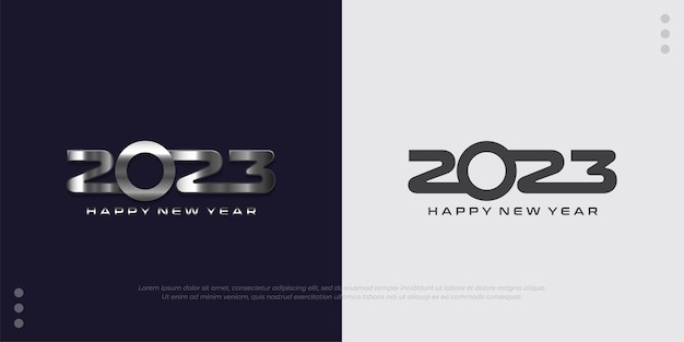 2023 happy new year with strong numbers logo vector illustration