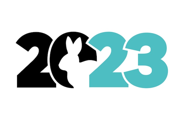 2023 logo with rabbit Cool and stylish black and white icon new year 2023 Vector illustration