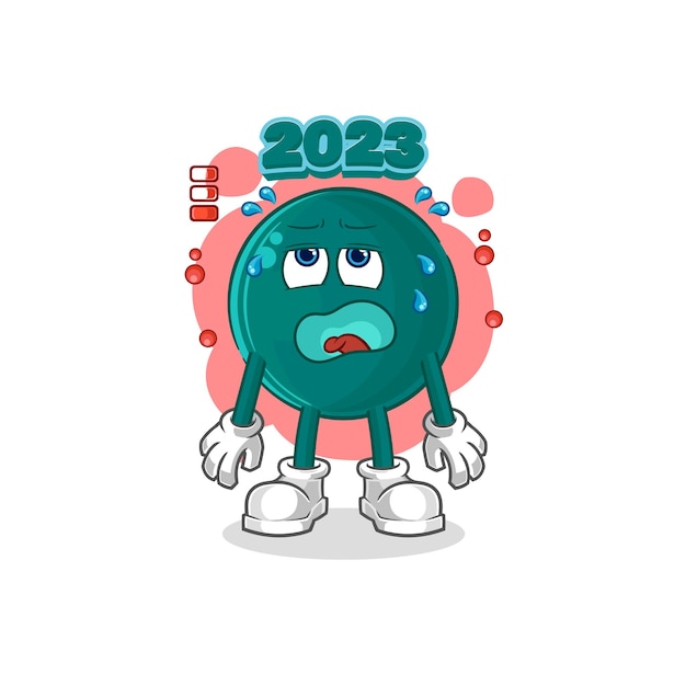 2023 low battery mascot cartoon vector