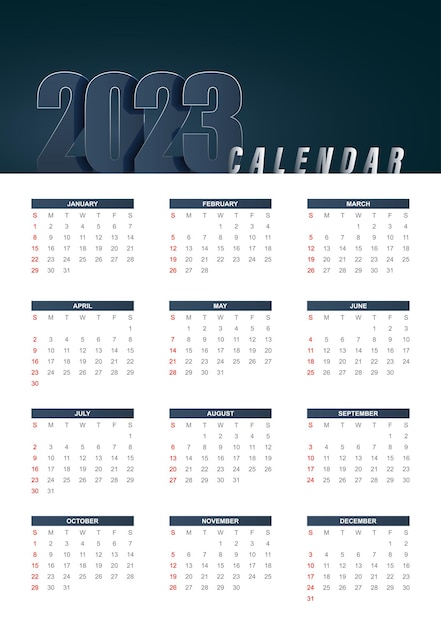 2023 Modern abstract calendar template design