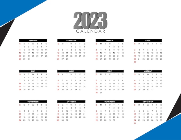 2023 Modern abstract calendar template design