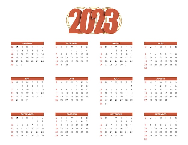 2023 Modern abstract calendar template design