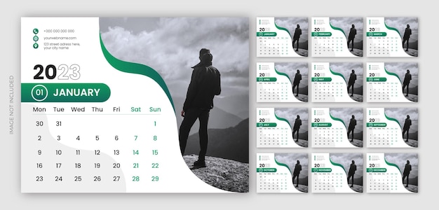 2023 modern new year desk calendar design template