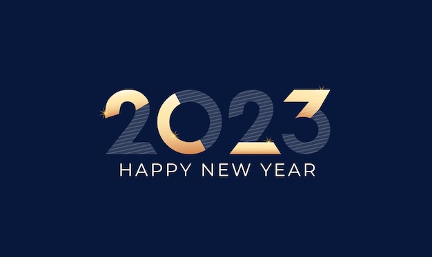 2023 New year background with golden text Merry Christmas and Happy Holiday Vector minimalistic background