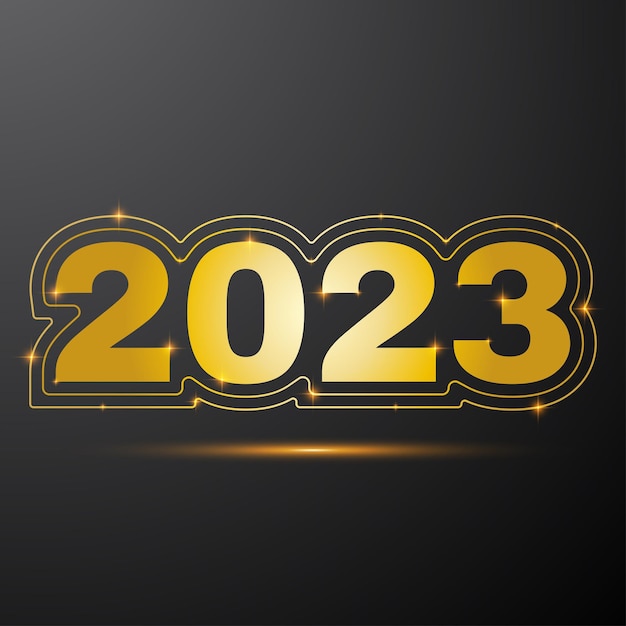 2023 New Year black minimal poster with gold numbers and sparkle New Year party Vector