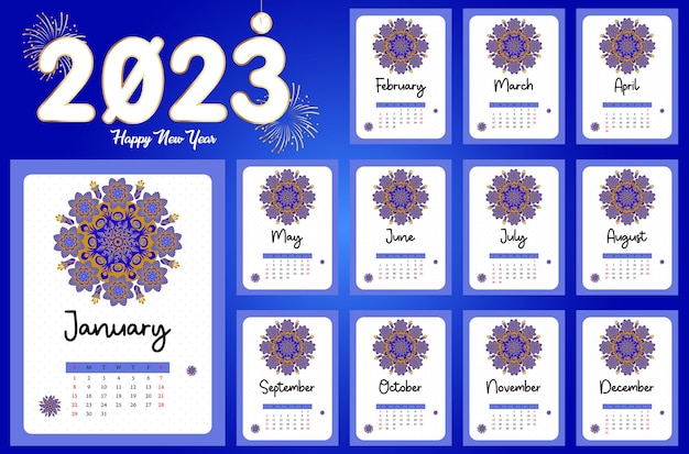 2023 New Year Calendar Design Template