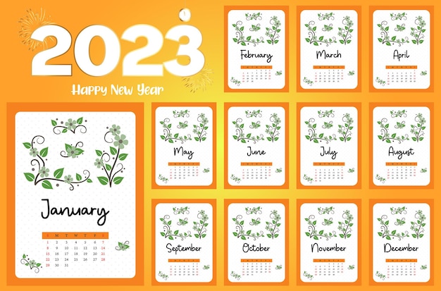 2023 New Year Calendar Design Template