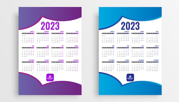 2023 new year calendar template design. Wall calendar design 2023 year.