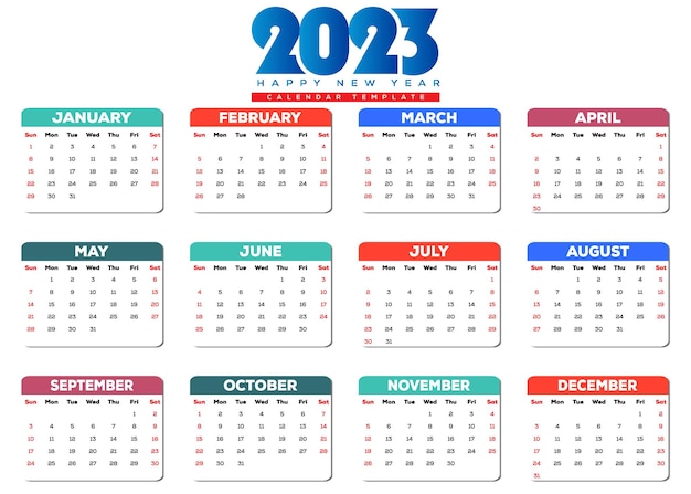 2023 new year calendar template design