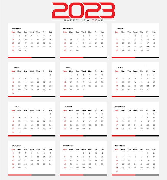 2023 new year calendar template design