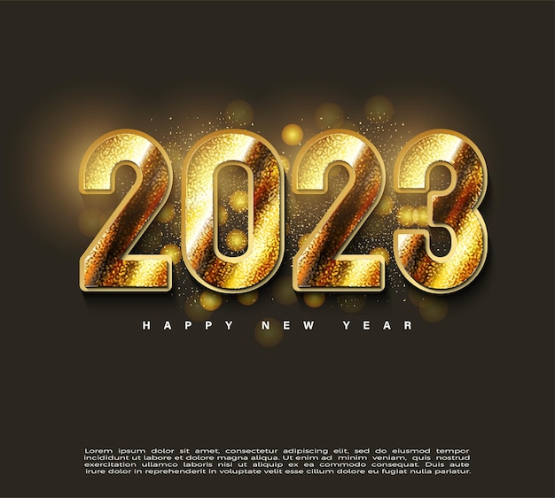 2023 new year celebration with transparent gold bubble decoration.