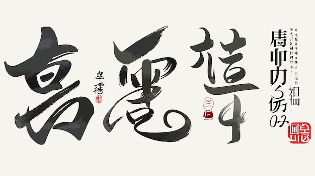 Vector 2023 new year chinese calligraphy with rat year symbol