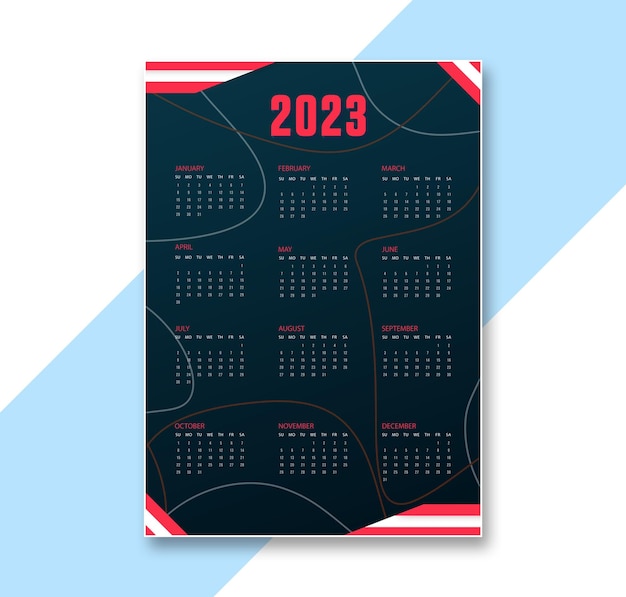 2023 new year clean calendar template