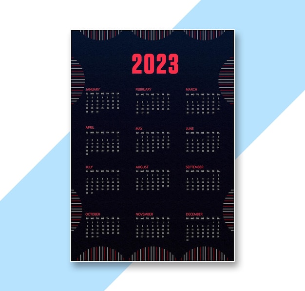 2023 new year clean calendar template