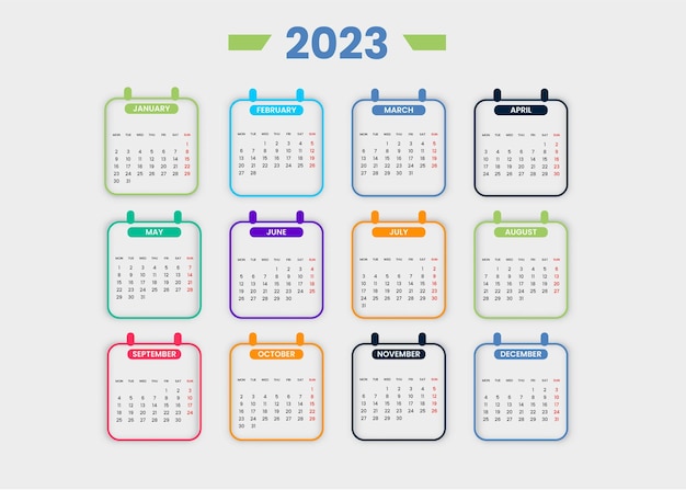 2023 new year clean calendar template