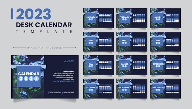 2023 new year desk calendar template design