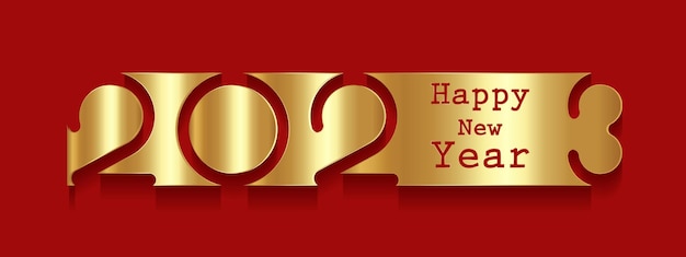 2023 New Year gold logo banner design. Holiday greeting card. Vector illustration. Holiday design