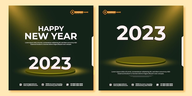 2023 new year green background grand celebration banner new vector design with light effects