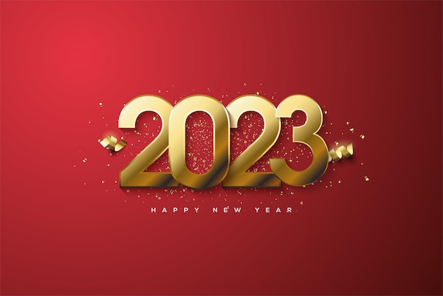 2023 new year luxury gold on red background