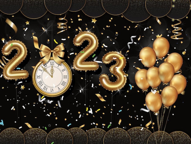 2023 new year luxury illustration on dark background