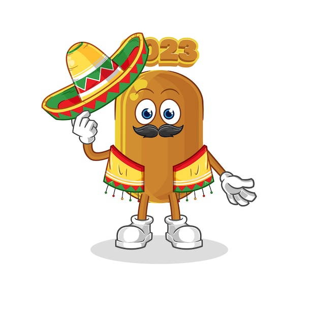 2023 new year Mexican culture and flag cartoon mascot vector