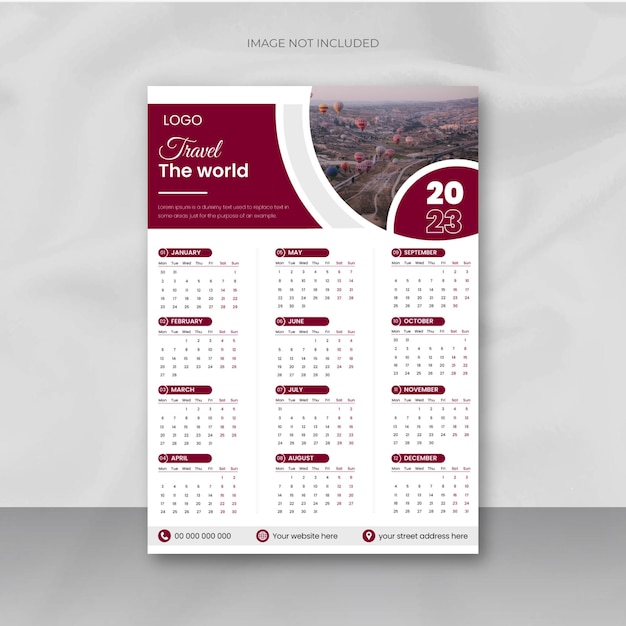 2023 new year modern wall calendar design template