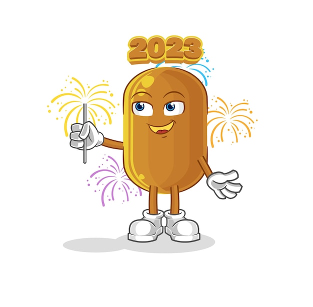 2023 new year with fireworks mascot cartoon vector