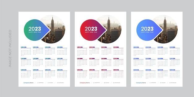 2023 One page wall calendar design template, modern 12 month one page calendar