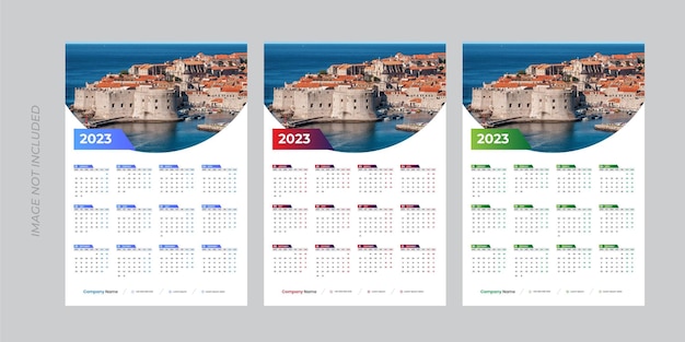 2023 One page wall calendar design template, modern 12 month one page calendar