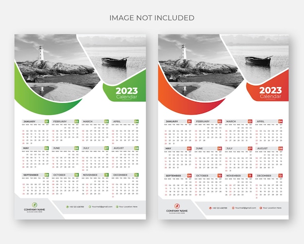 2023 one page wall calendar design template