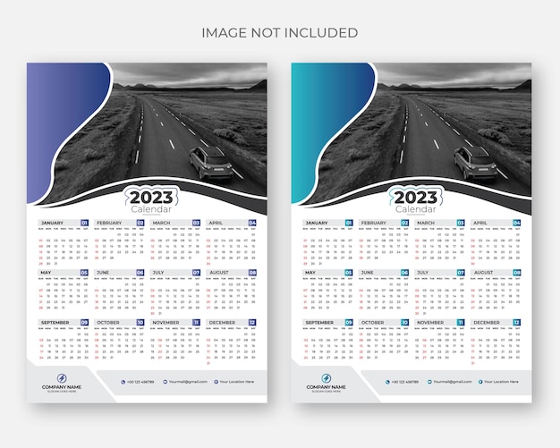 2023 one page wall calendar design template