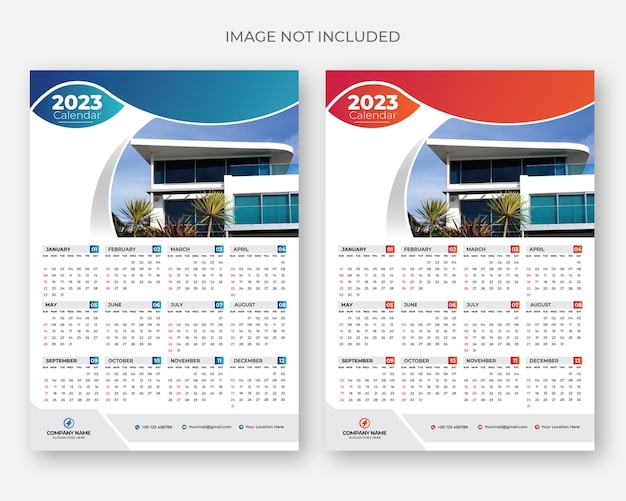 2023 one page wall calendar design template