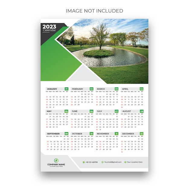 2023 onepage wall calendar design template