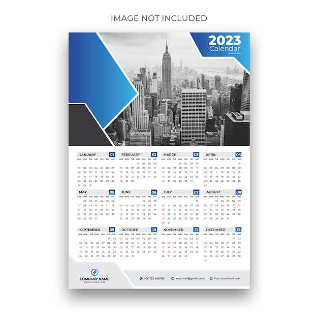 2023 onepage wall calendar design template