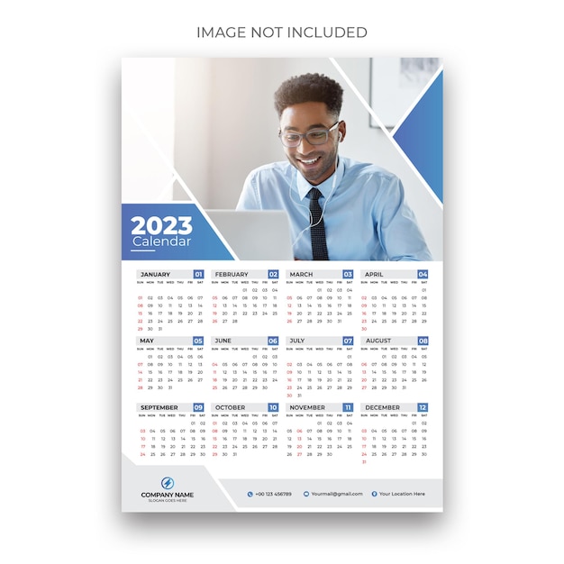 2023 onepage wall calendar design template