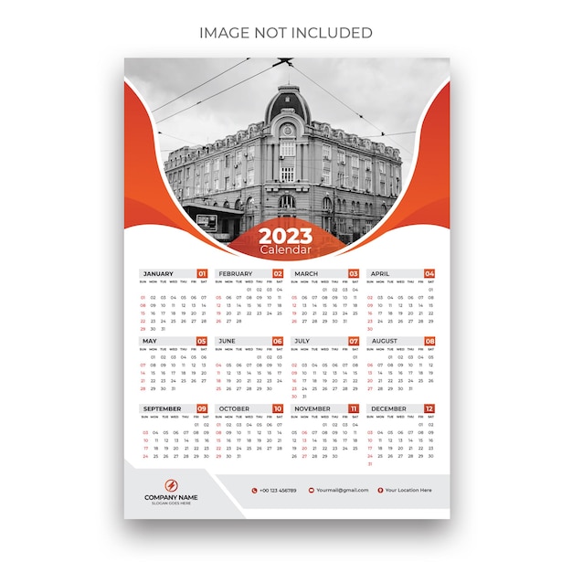 2023 onepage wall calendar design template