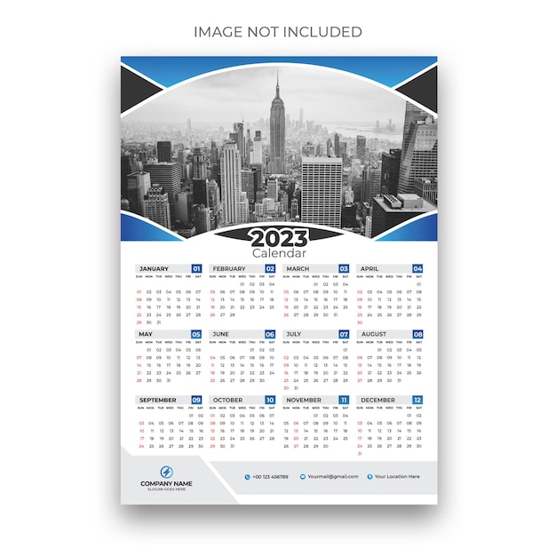 2023 onepage wall calendar design template