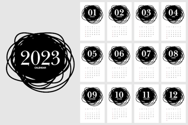 2023 printable monthly calendar template design week starts on Sunday minimal style