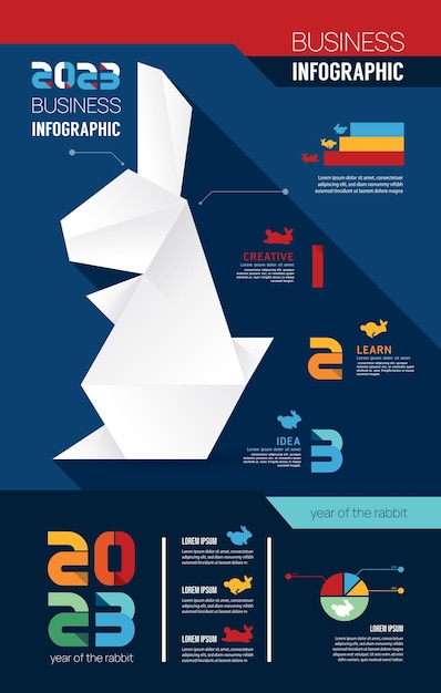 2023 Rabbit year Vector infographic label template with icons Can be used for infographics flow charts presentations websites banners