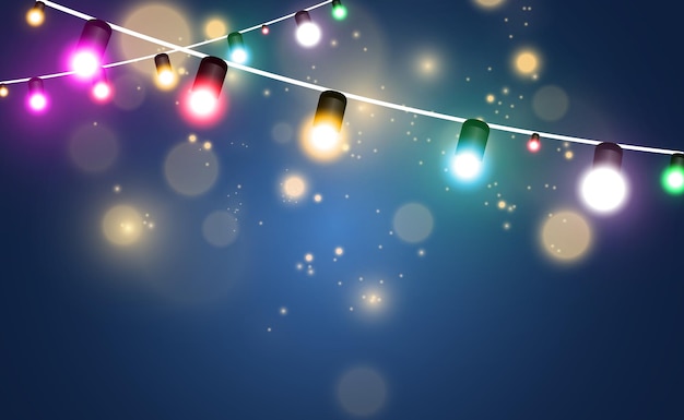 Vector 2023 vector illustration of a light garland on a background