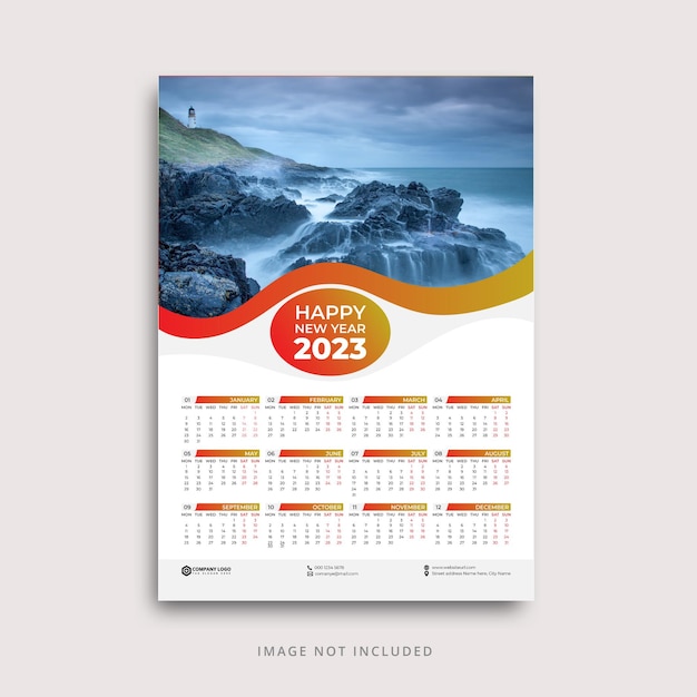 2023 wall calendar design template