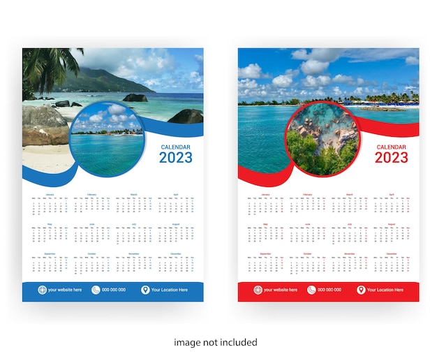 2023 wall calendar template design