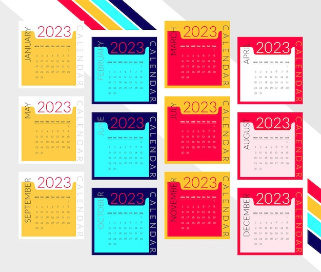 2023 wall desk calendar square design