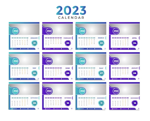 2023 weekly monthly Calendar vector