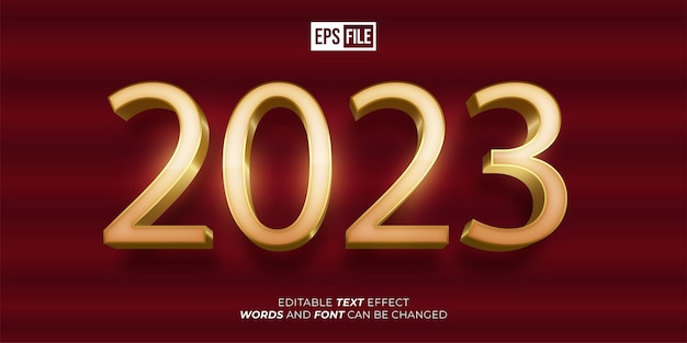 2023 with gold number editable 3d style effect