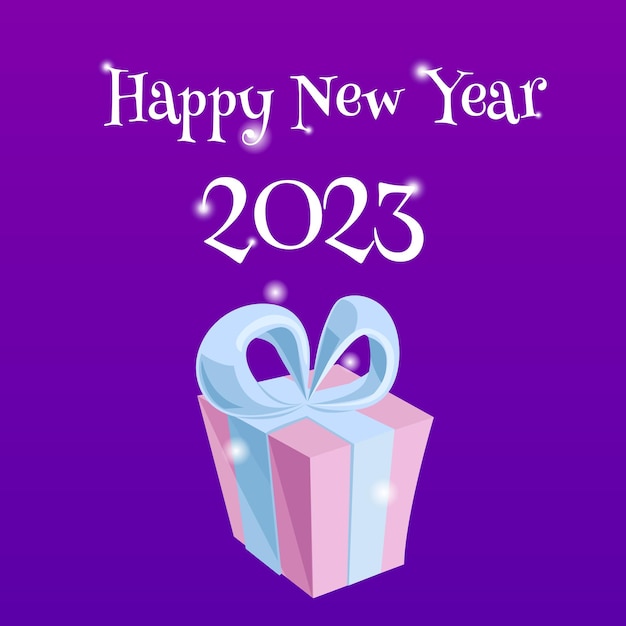 2023 Year New Year s Illustration gift for the new year Postcard Vector illustration Flat style